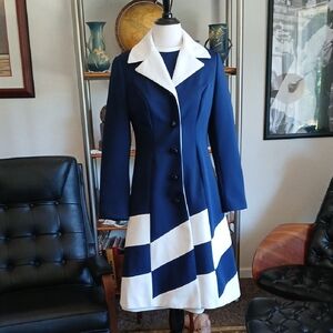 Lilli Ann Navy Blue And White Dress And Coat Size M